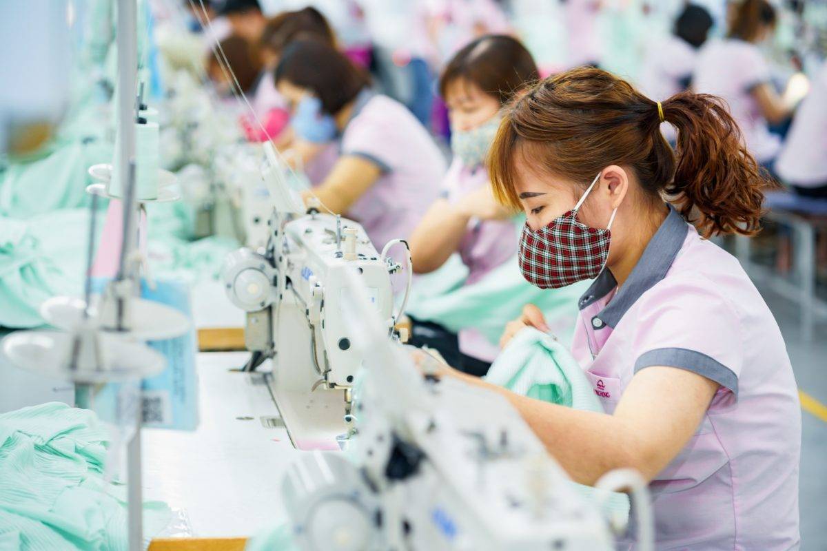Garment production in Song Hong factory in Vietnam