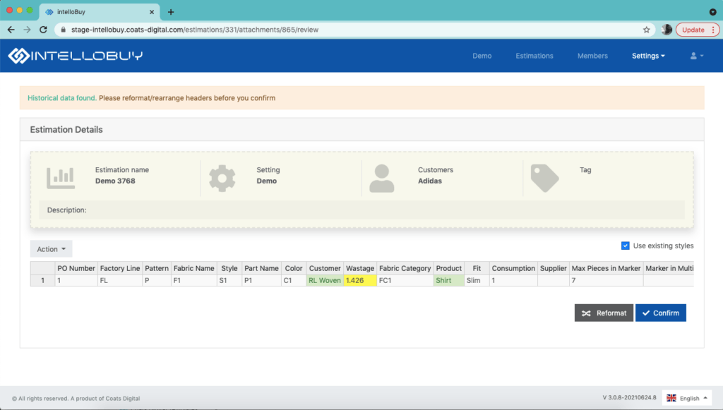 Coats Digital的IntelloBuy解决方案中的历史切割数据