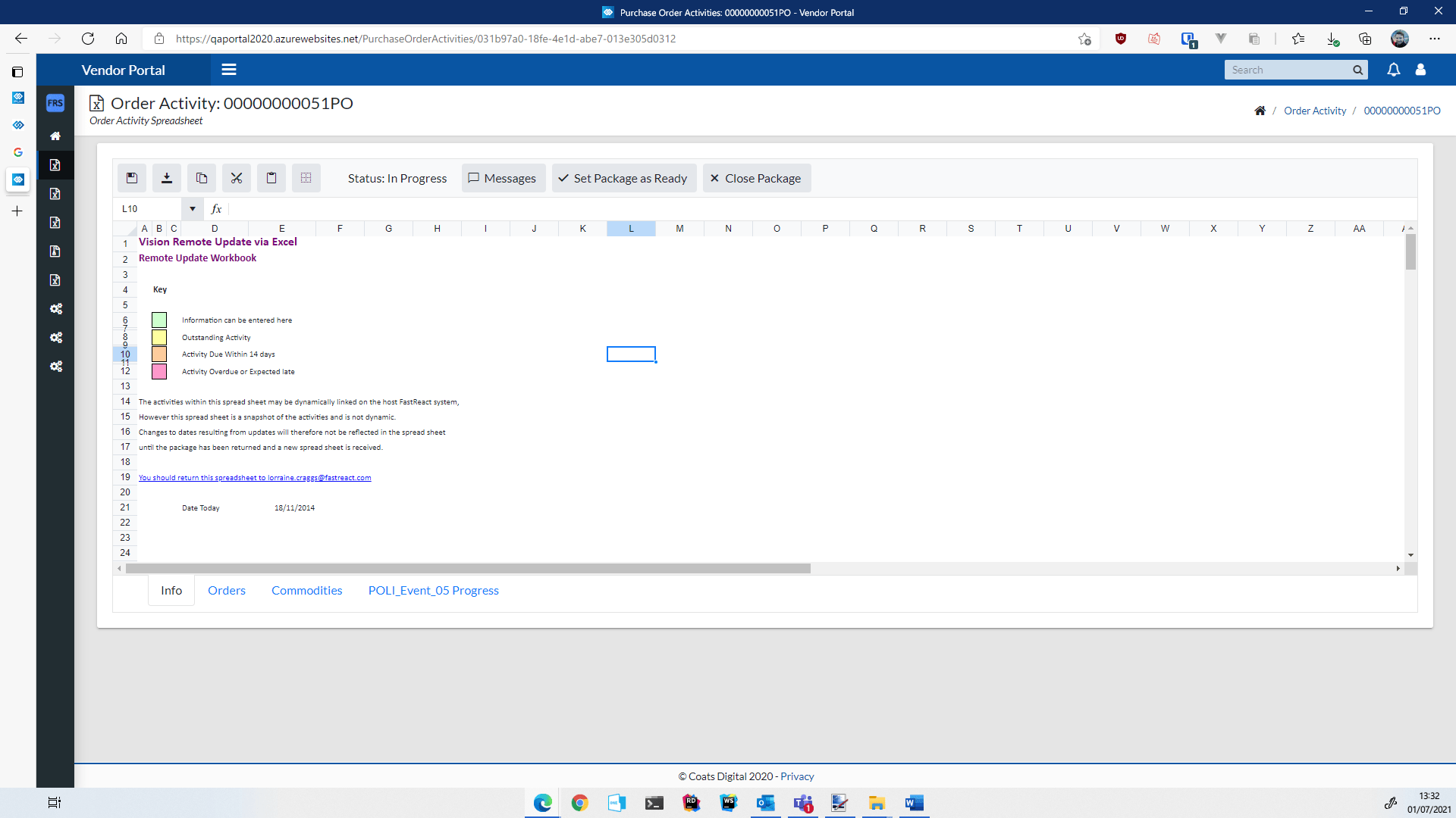 Screenshot of portal in Coats Digital's VisionPLM solution