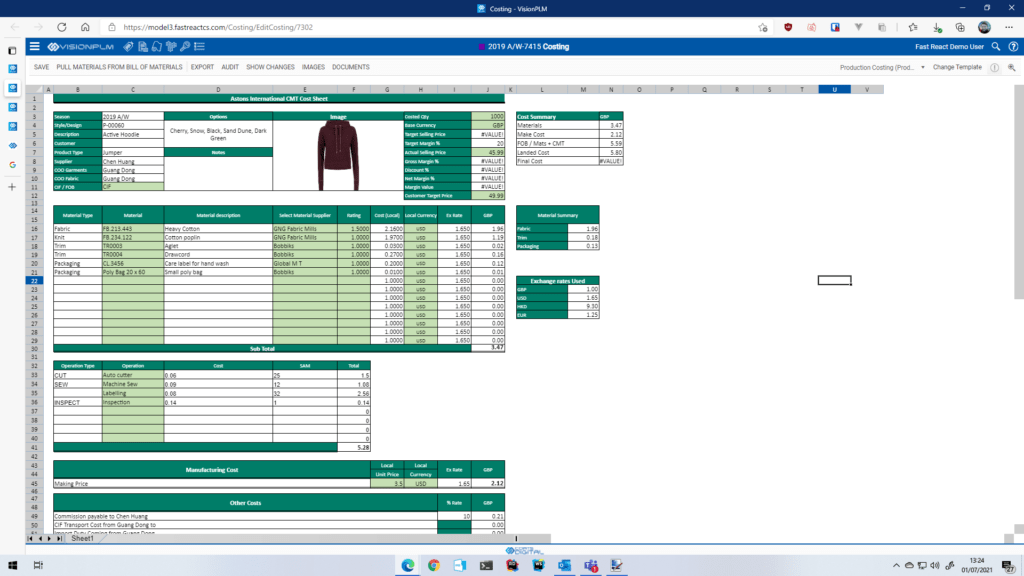 Coats Digital的VisionPLM解决方案中的采购模块截图 蓝色速度表图标 加速图标 握手时双手形状的数字连接节点