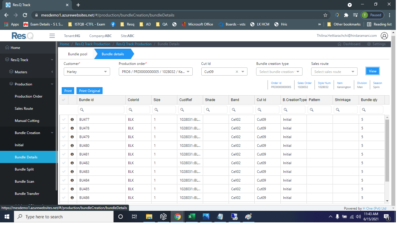 Screenshot of Res.Q MES shop floor execution solution
