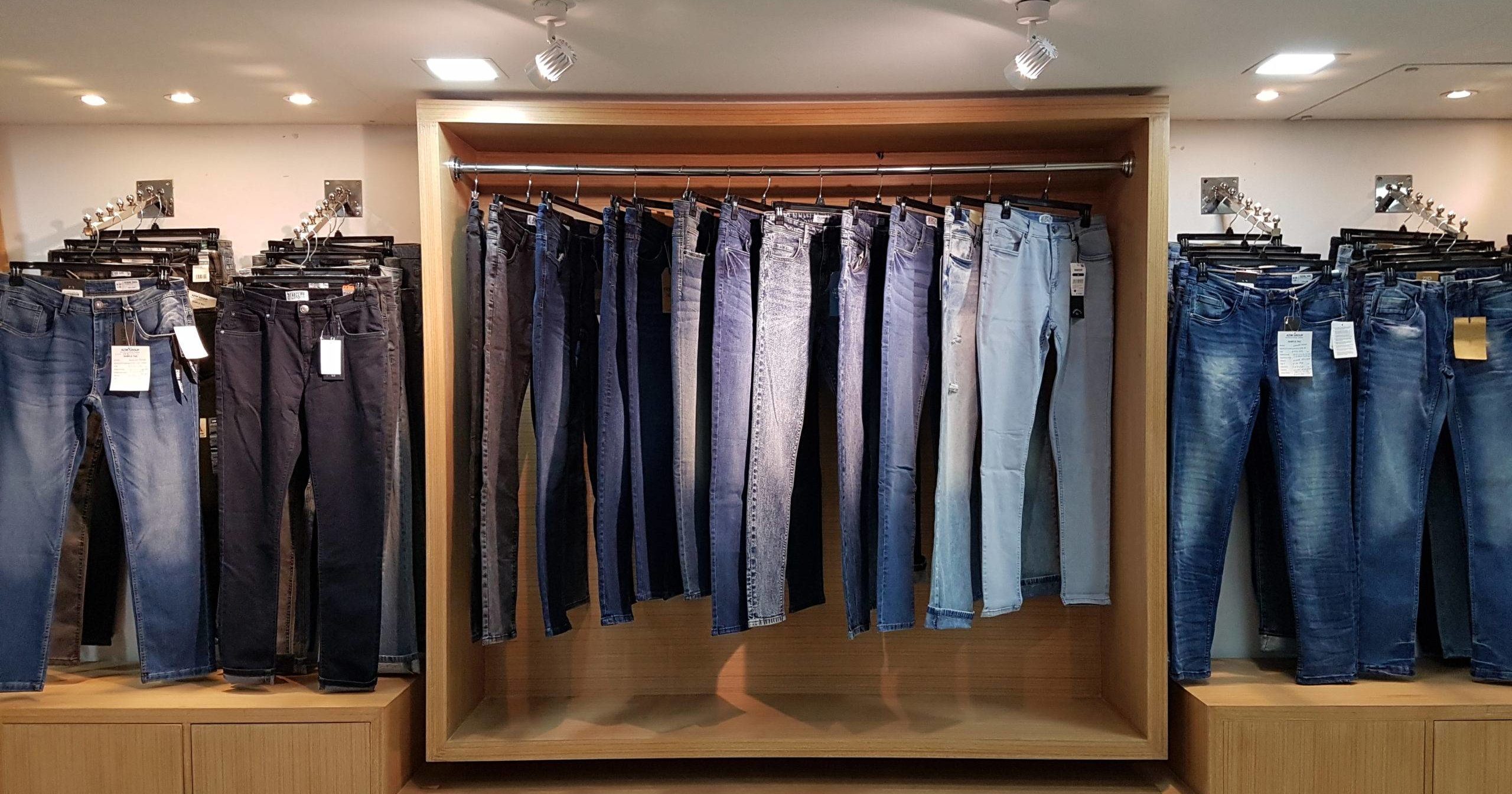A collection of denim jeans