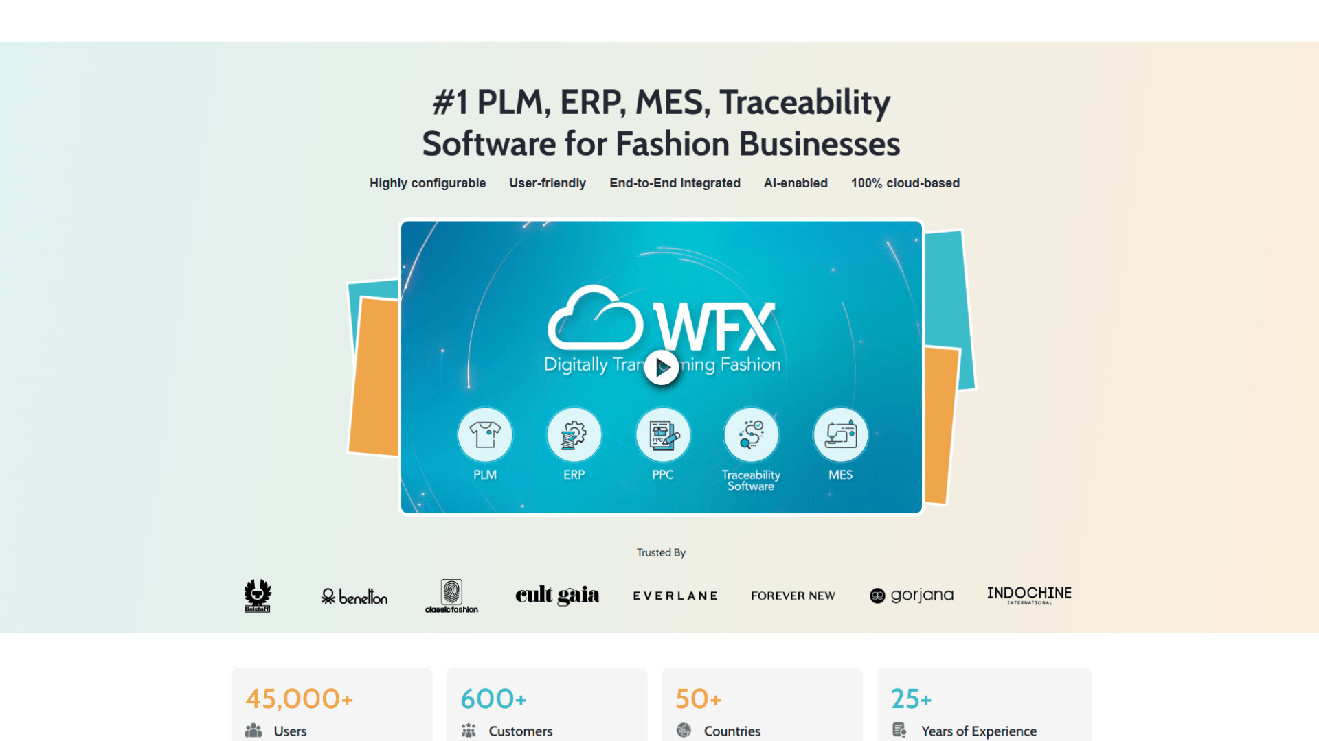 A screen capture of the WFX website homepage