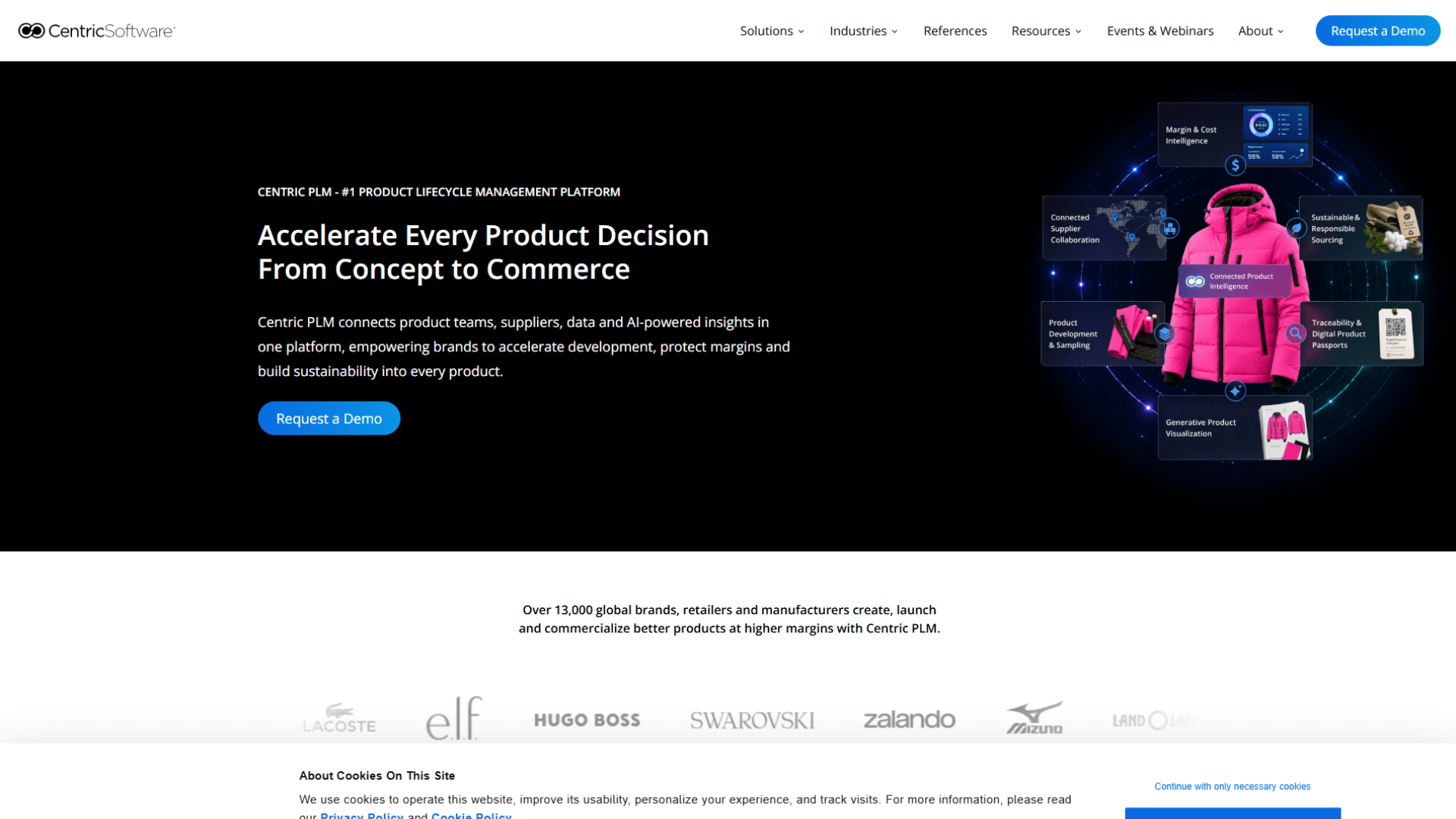 A screen capture of the Centric PLMwebsite homepage