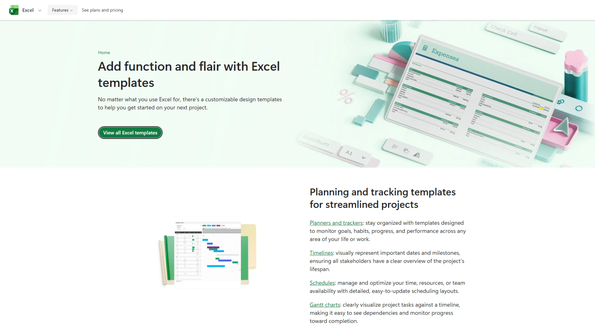 A screen capture of the Structured Excel Templates with GSD website homepage