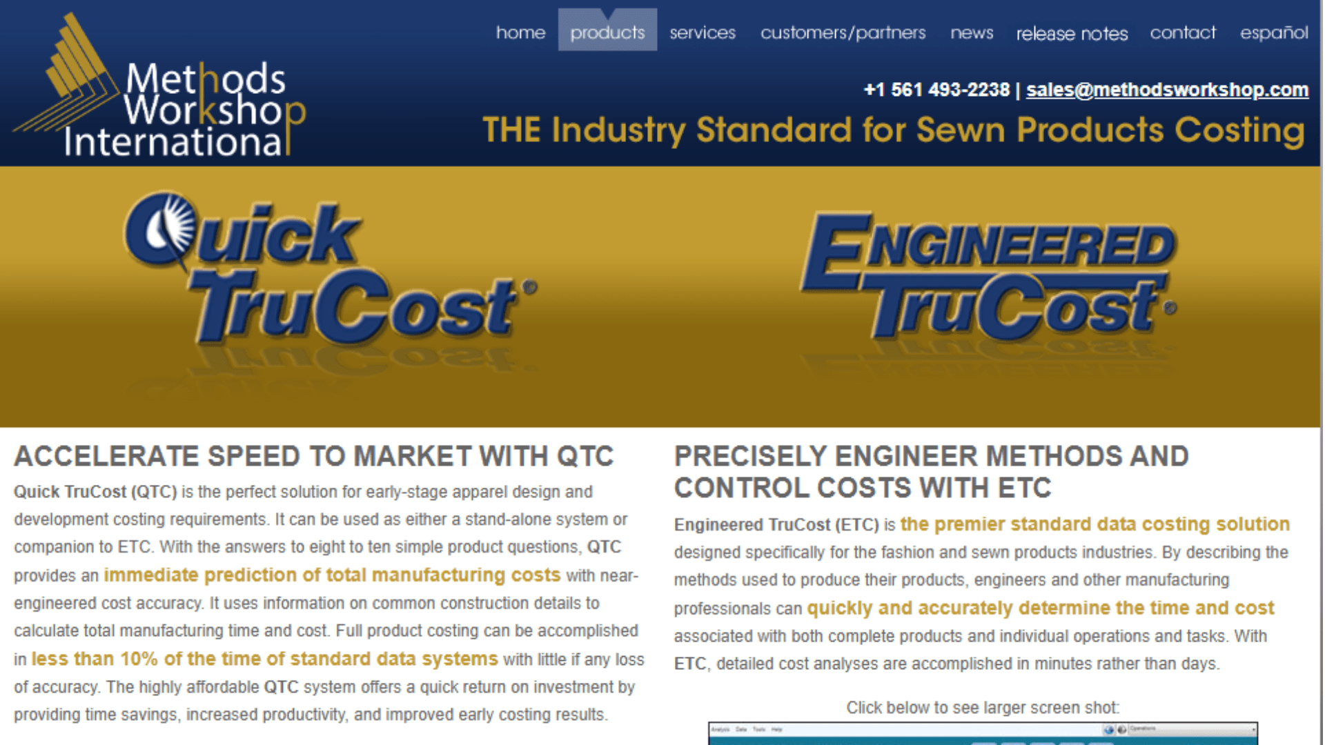 A screen capture of the ETC (Engineered TruCost) website homepage