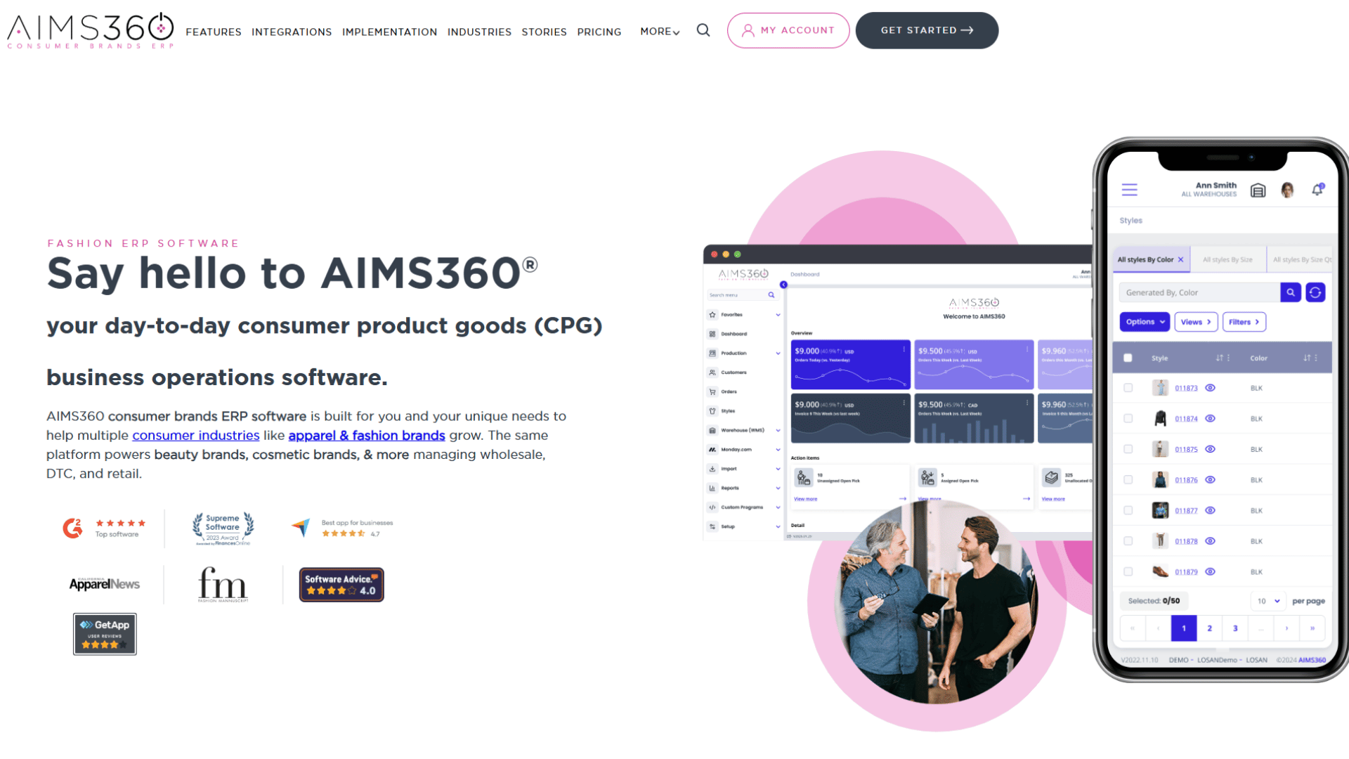 A screen capture of the AIMS360 website homepage