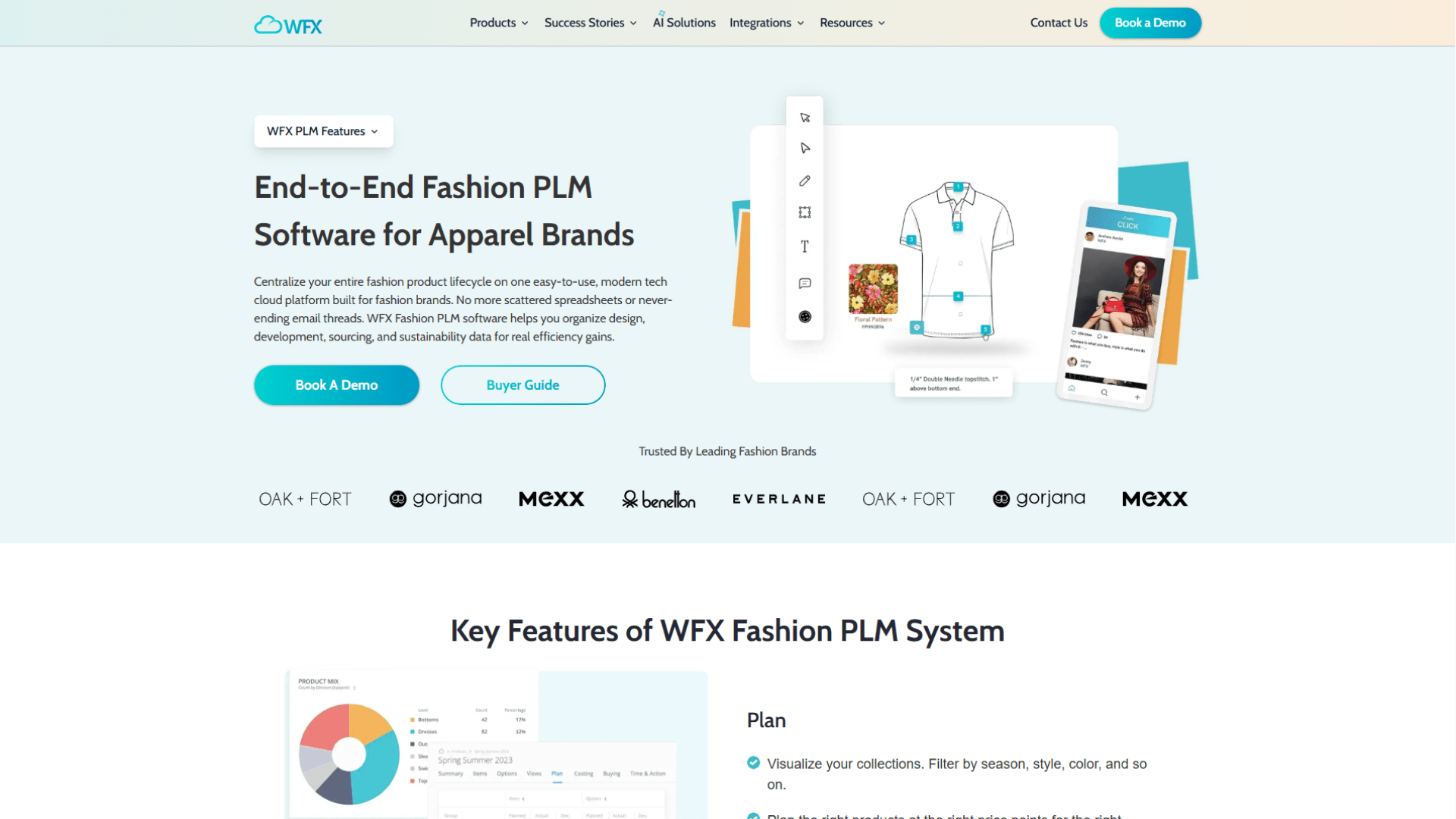 A screen capture of the WFX PLM website homepage